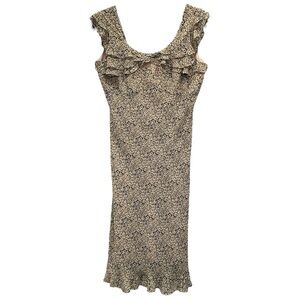 Expressions ‎ Women’s Vintage Floral Shift Y2K  Ruffle Sleeveless Dress  Sz 10